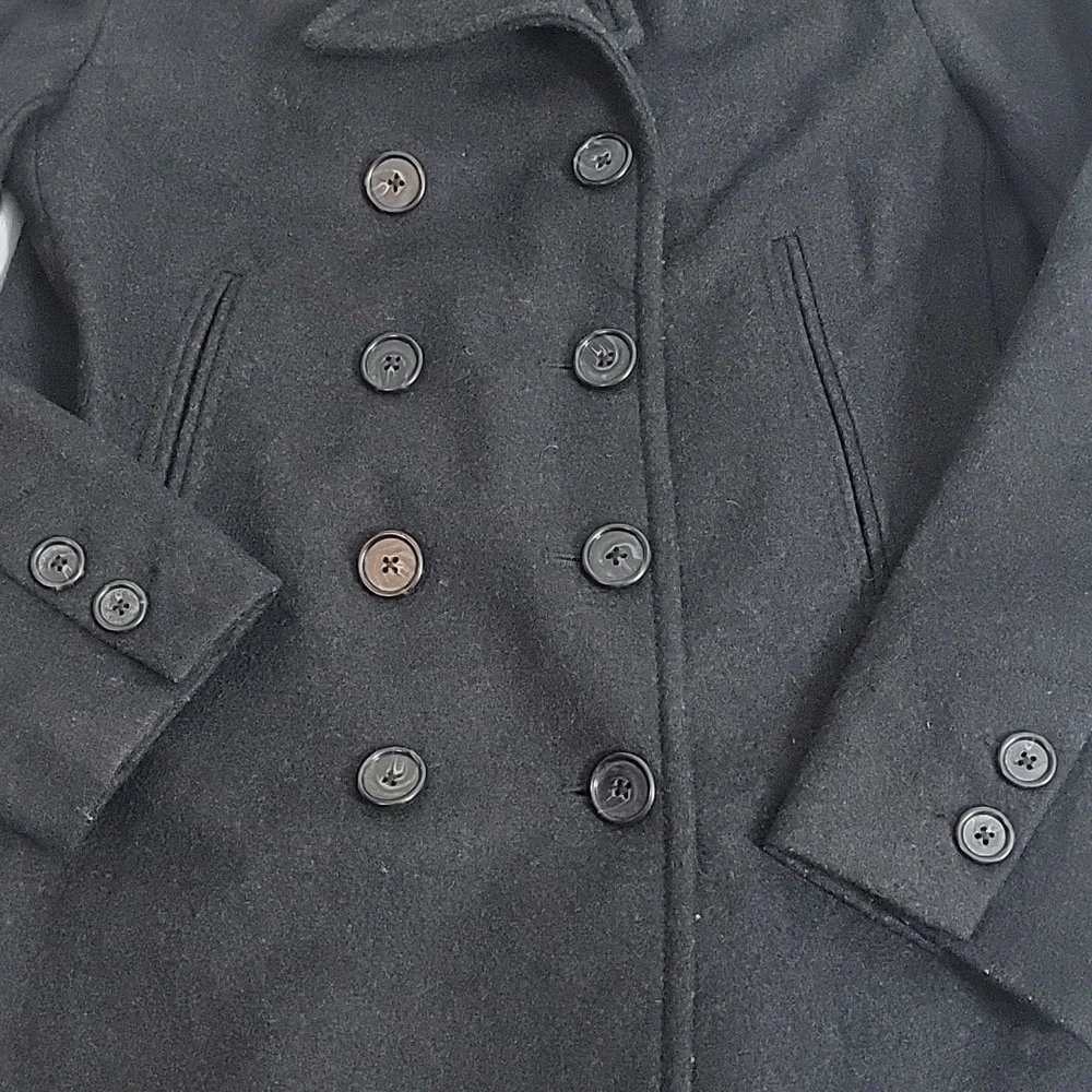 J CREW Womens Black Wool Pea Coat Jacket Double Breasted Lined Medium Pea Coat - Picture 2 of 7